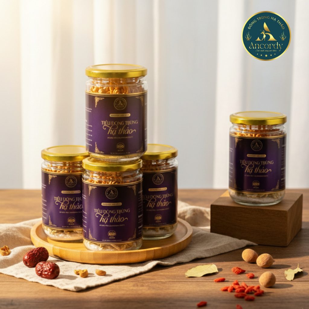 Combo 3 Lọ Đông Trùng Hạ Thảo, Ancordy Silk Elite Size Nhỏ, Khối Lượng Nấm Đông Trùng Là 45 con/lọ