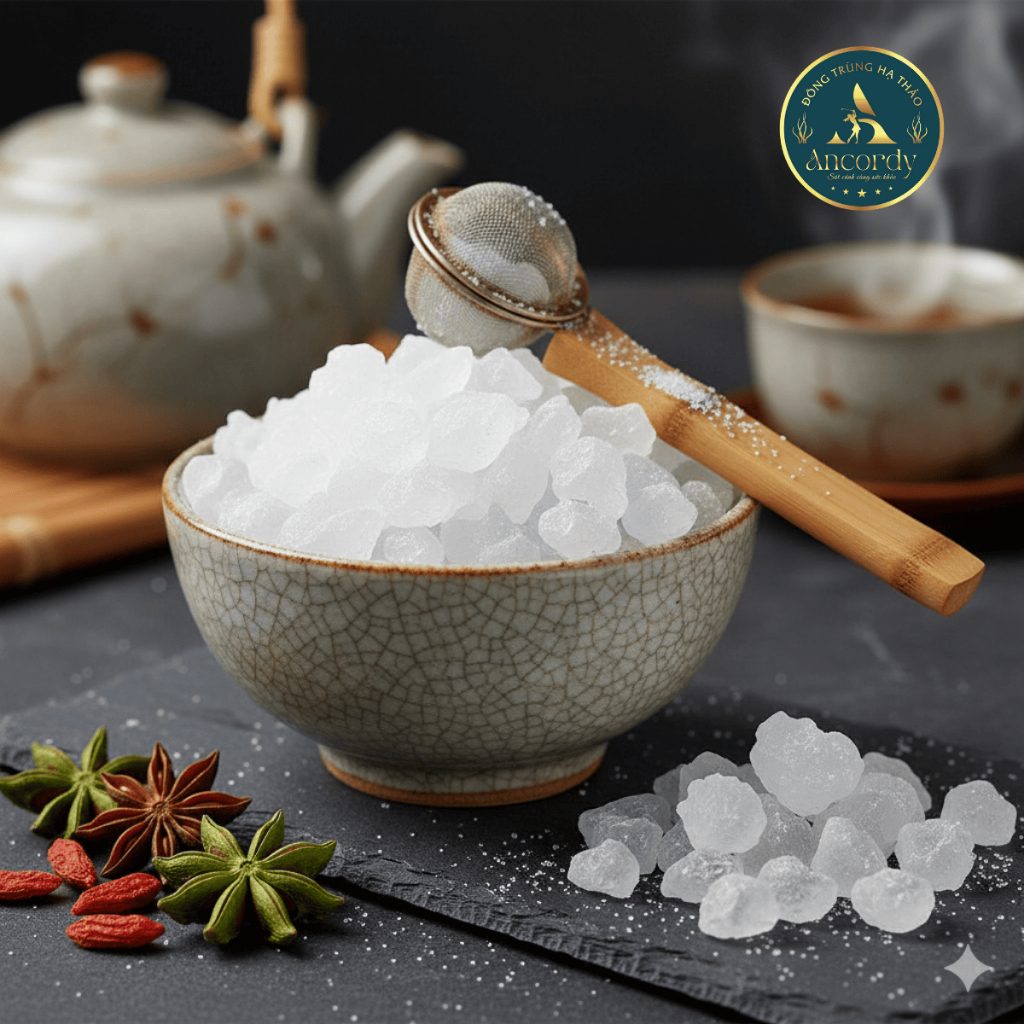 Phụ Liệu Pha Trà Tứ Vị Ancordy, Phụ Liệu 30 Viên Đường Phèn Dạng Viên Dùng Pha Trà Đông Trùng