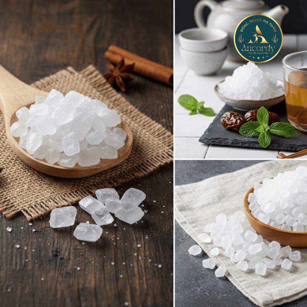 Phụ Liệu Pha Trà Tứ Vị Ancordy, Phụ Liệu 30 Viên Đường Phèn Dạng Viên Dùng Pha Trà Đông Trùng